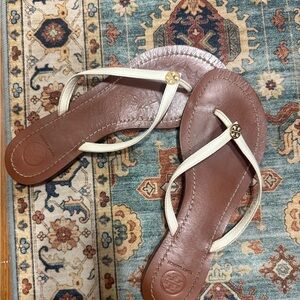 Tory Burch Cream and Brown Sandals